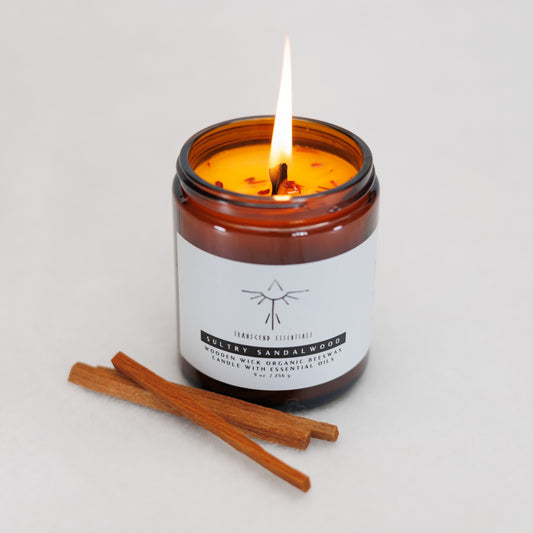Sultry Sandalwood Organic Beeswax Candle